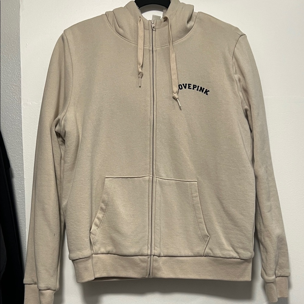 Love Pink Beige Zip-Up Hoodie
